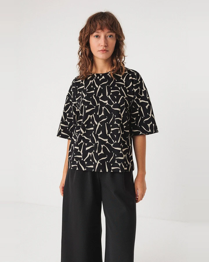 SKFK Damen vegan T-Shirt Lariz Schwarz/Weiß