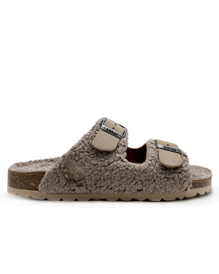 thies Damen vegan Sandalen Eco Teddy Mixed Stone Grau