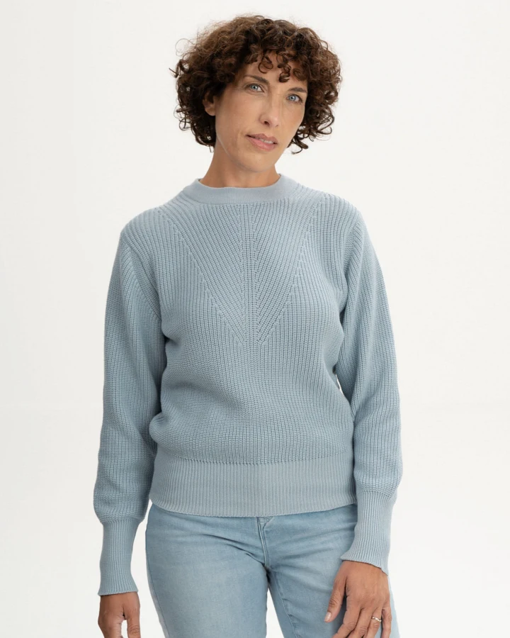 MELA Damen vegan Strickpullover Gauri Cloudy Blue