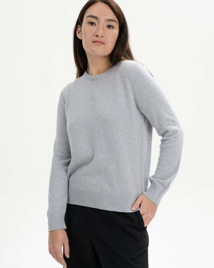 MELA Damen vegan Pullover Feinstrick Dhana Grau Melange