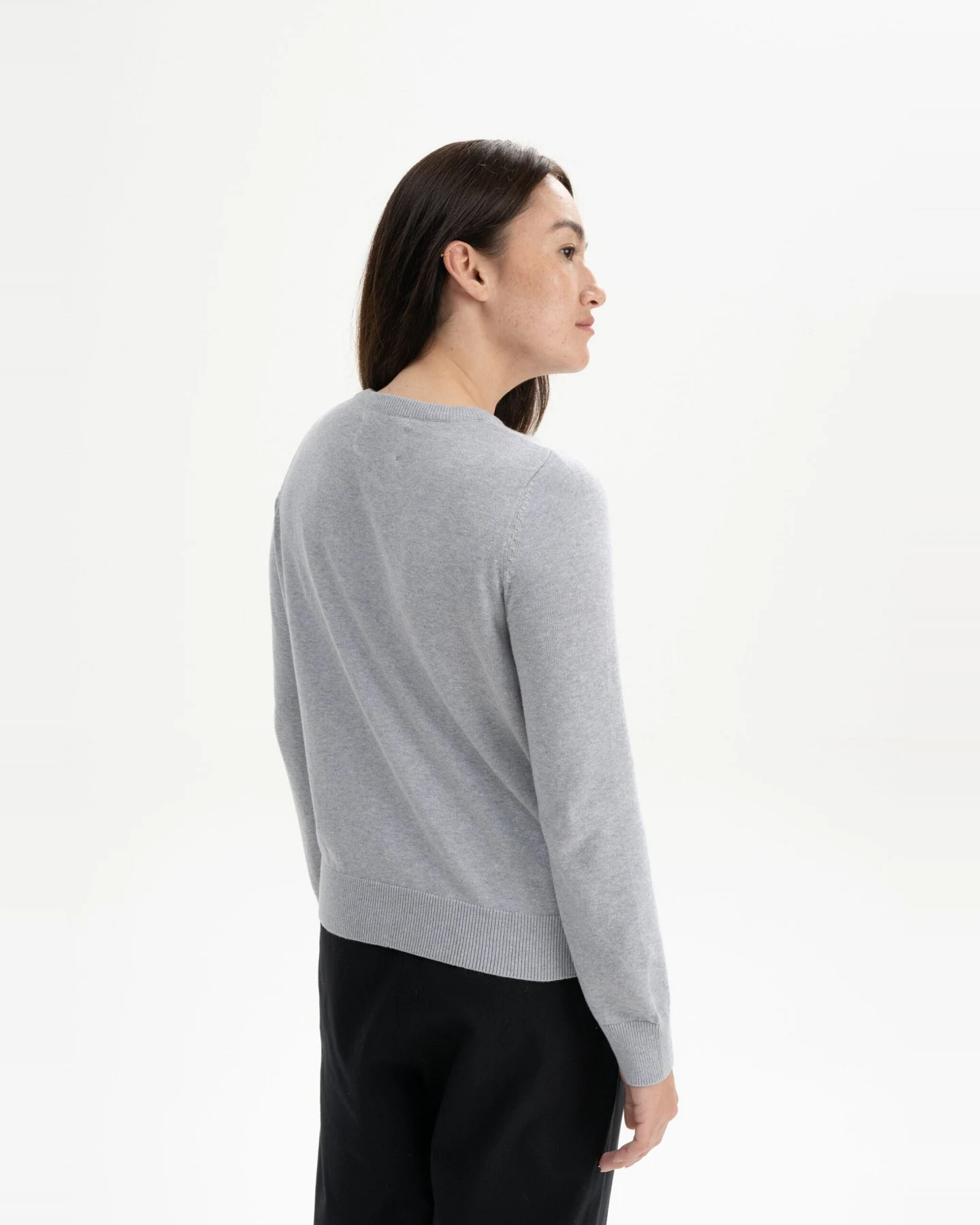 MELA Damen vegan Pullover Feinstrick Dhana Grau Melange – Ansicht 2
