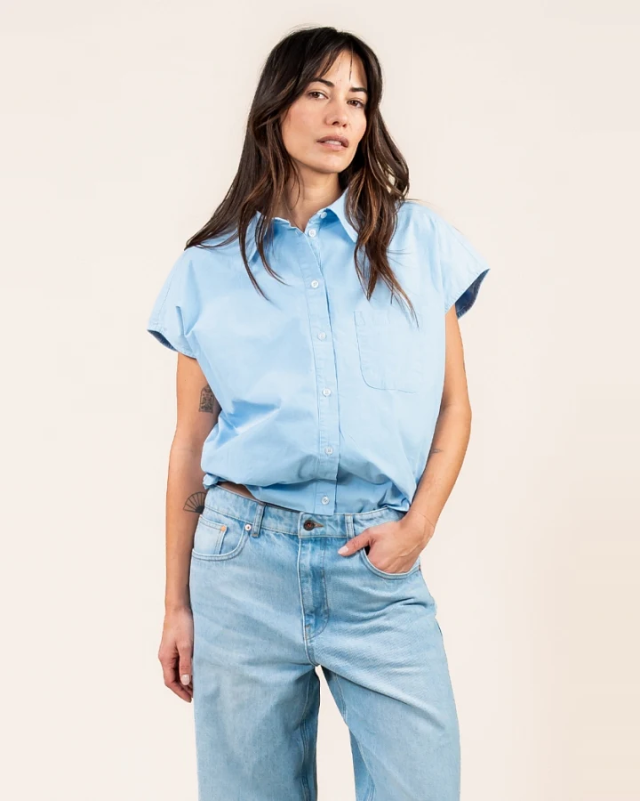 Kuyichi Damen vegan Bluse Dilek Himmelblau