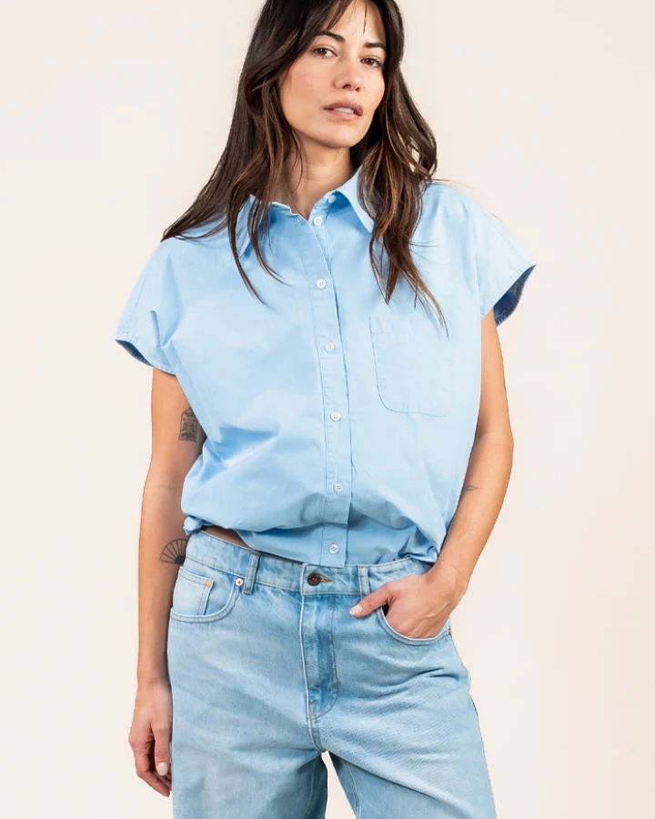 Kuyichi Damen vegan Bluse Dilek Himmelblau