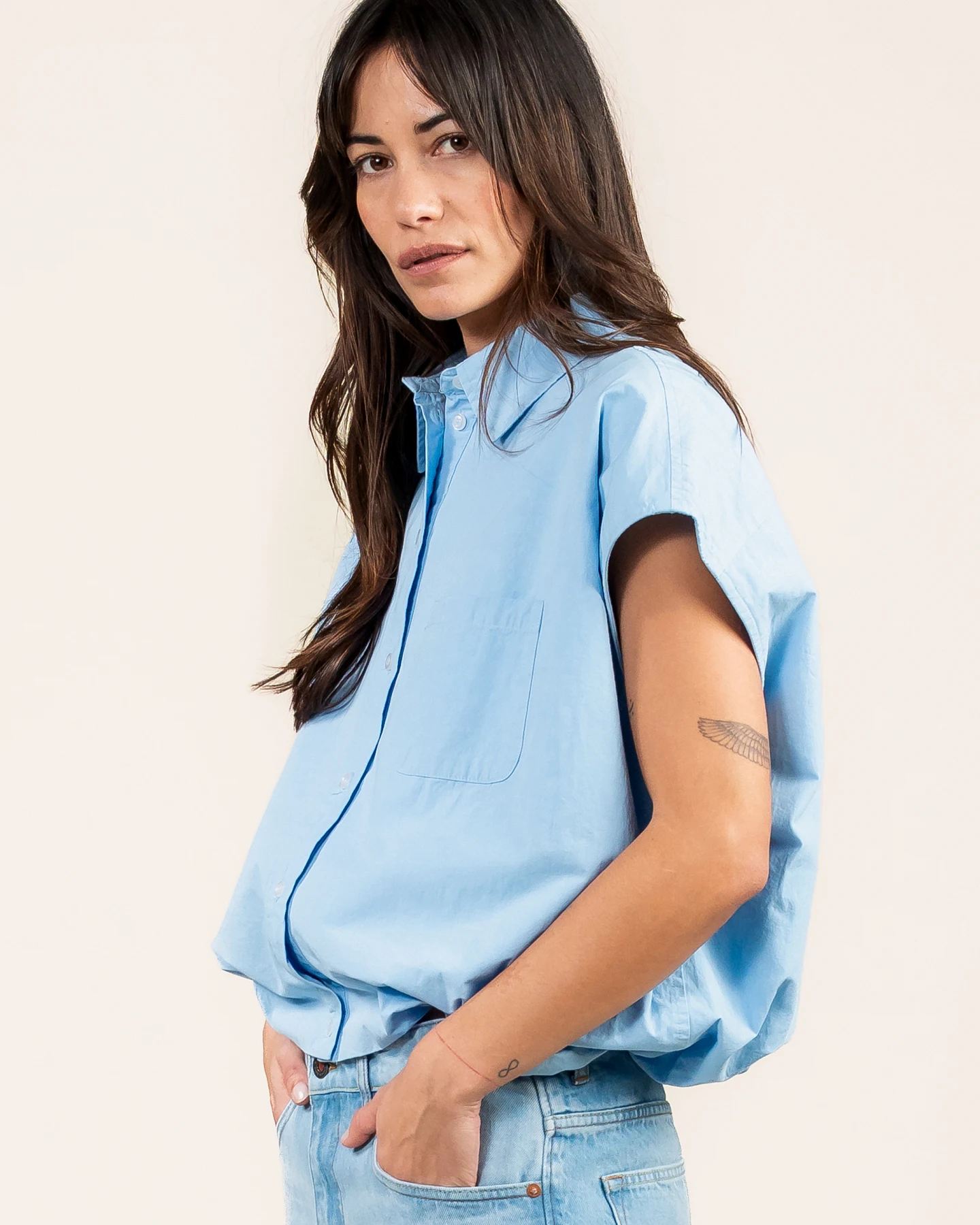 Kuyichi Damen vegan Bluse Dilek Himmelblau – Ansicht 2