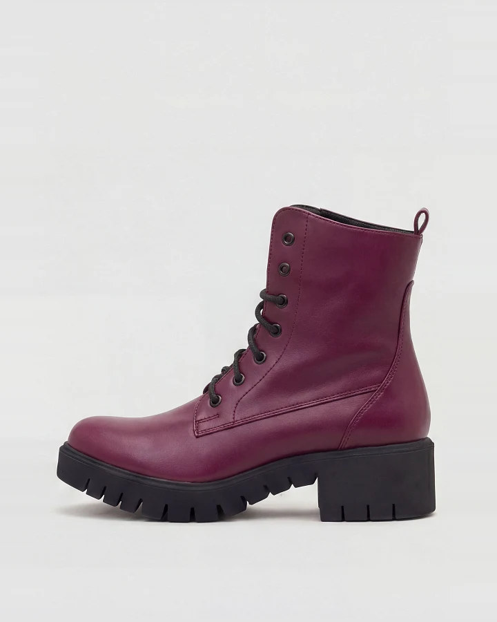 BOHEMA Damen vegan Stiefel Workers No. 3 Burgundy