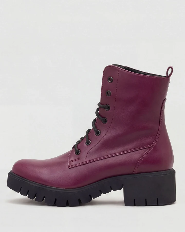 BOHEMA Damen vegan Stiefel Workers No. 3 Burgundy