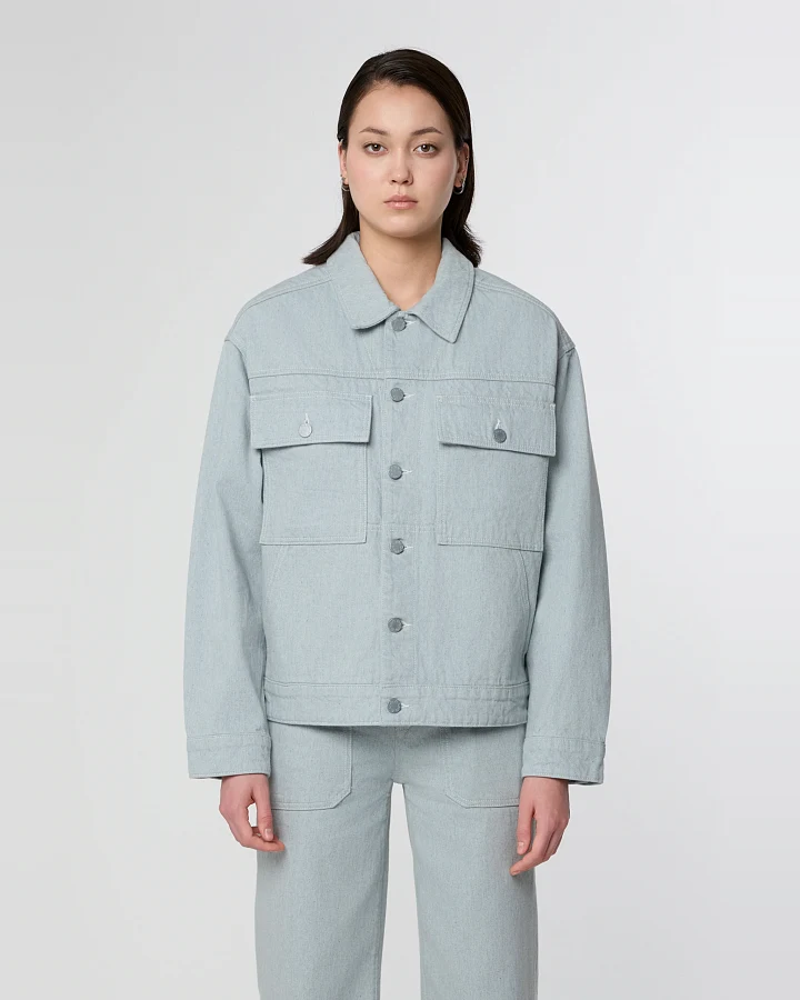 Dawn Damen vegan Jeansjacke Dune Boxy Recycled Blau