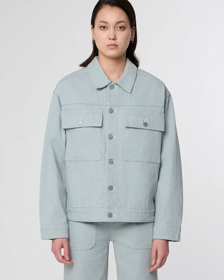 Dawn Damen vegan Jeansjacke Dune Boxy Recycled Blau