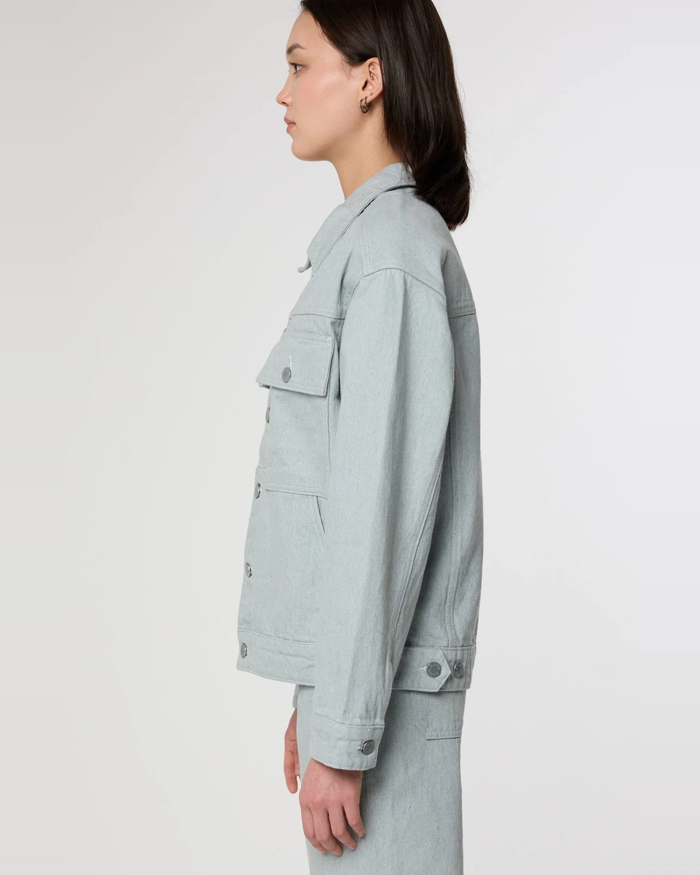 Dawn Damen vegan Jeansjacke Dune Boxy Recycled Blau – Ansicht 2
