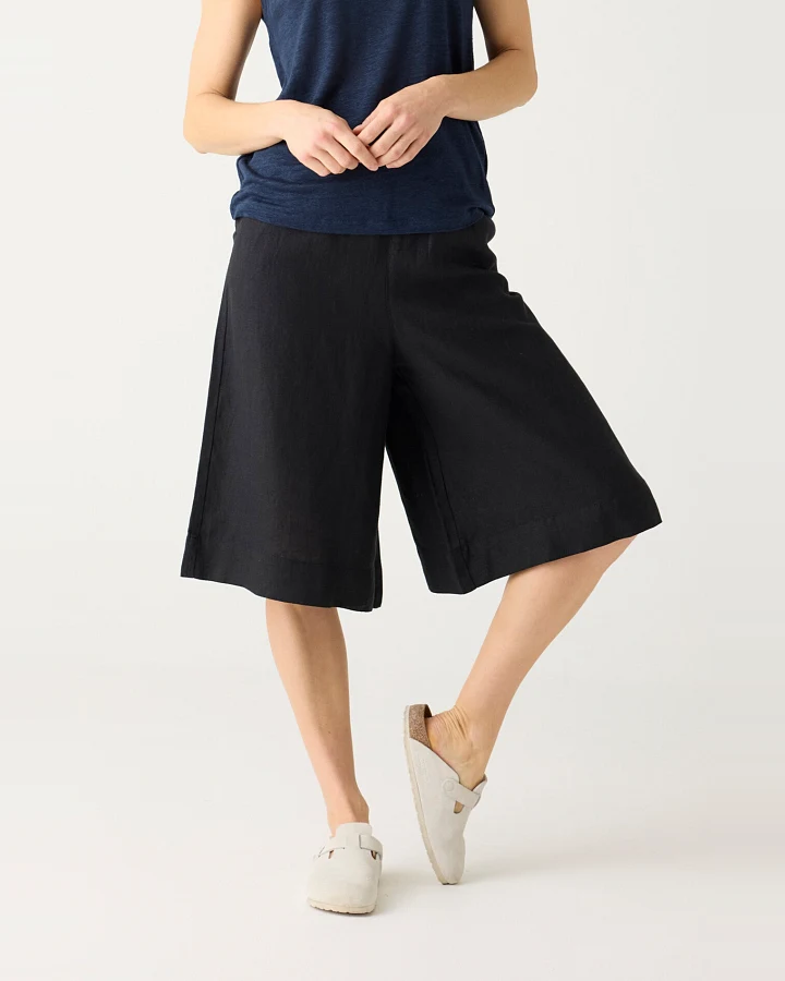 KnowledgeCotton Apparel Damen vegan Culotte Shorts Eve Wide Black Jet