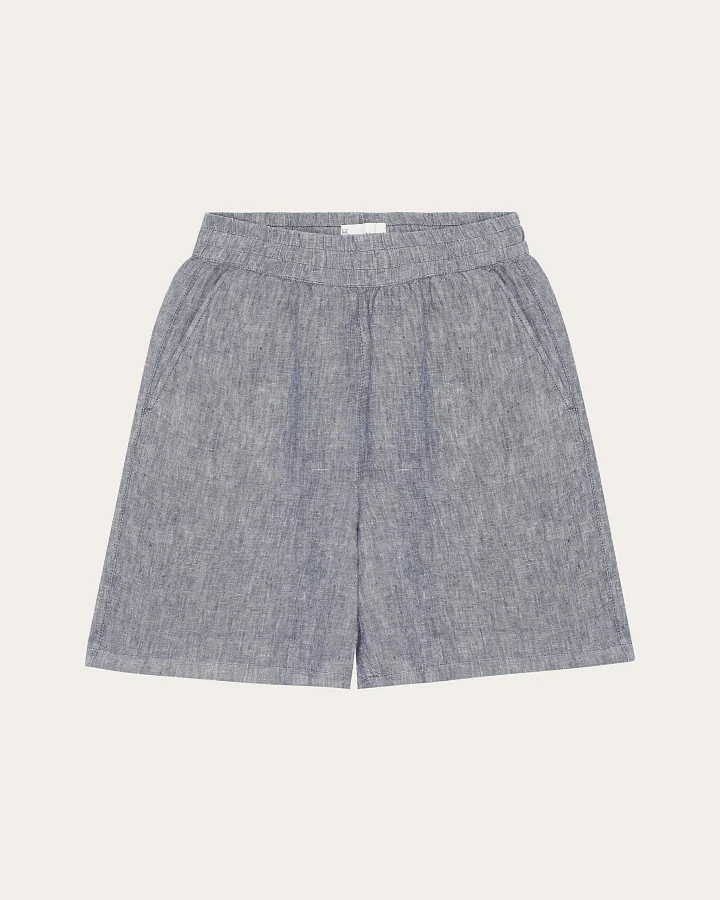 KnowledgeCotton Apparel Damen vegan Shorts Posey Weit Leinen Vintage Indigo