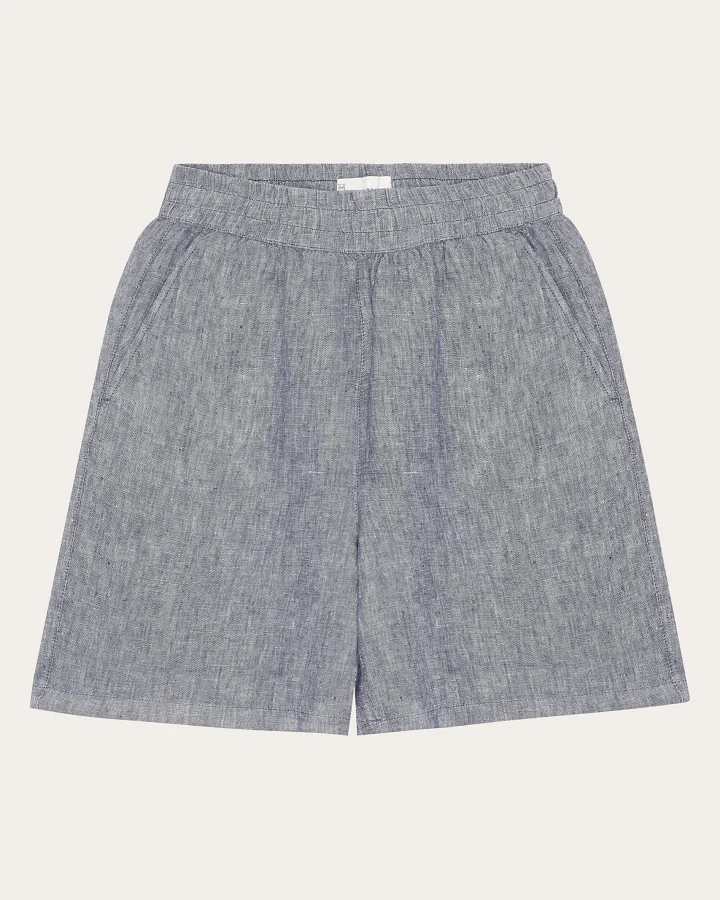 KnowledgeCotton Apparel Damen vegan Shorts Posey Weit Leinen Vintage Indigo