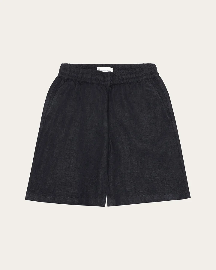 KnowledgeCotton Apparel Damen vegan Shorts Posey Weit Leinen Schwarz Jet