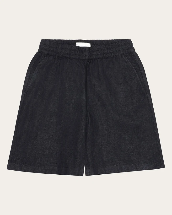 KnowledgeCotton Apparel Damen vegan Shorts Posey Weit Leinen Schwarz Jet