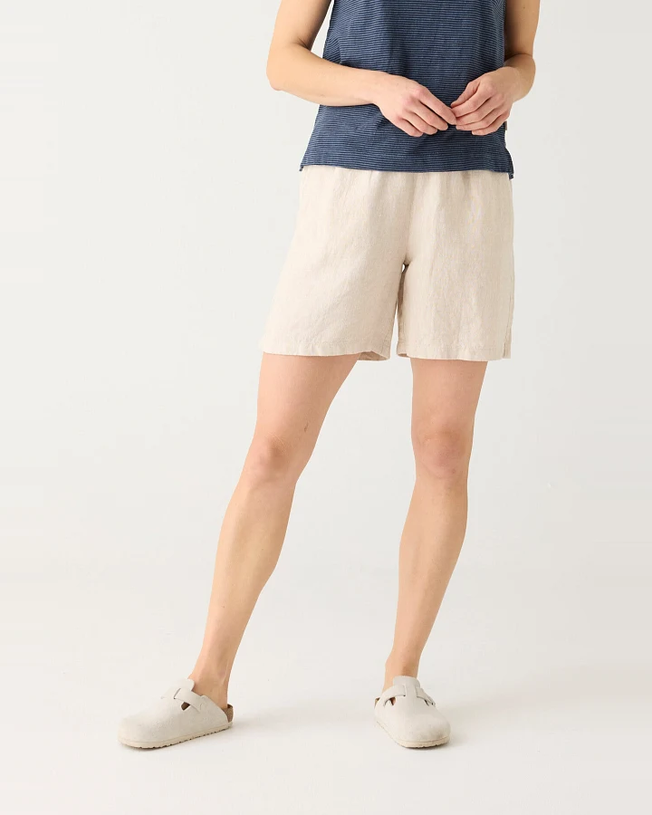 KnowledgeCotton Apparel Damen vegan Shorts Posey Wide Leinen Light Feather Gray