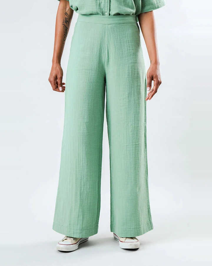 Hose Bubble Wide Leg Grün