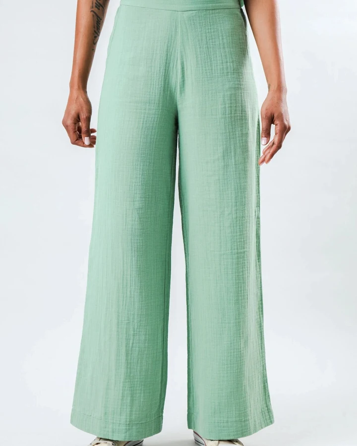 Hose Bubble Wide Leg Grün