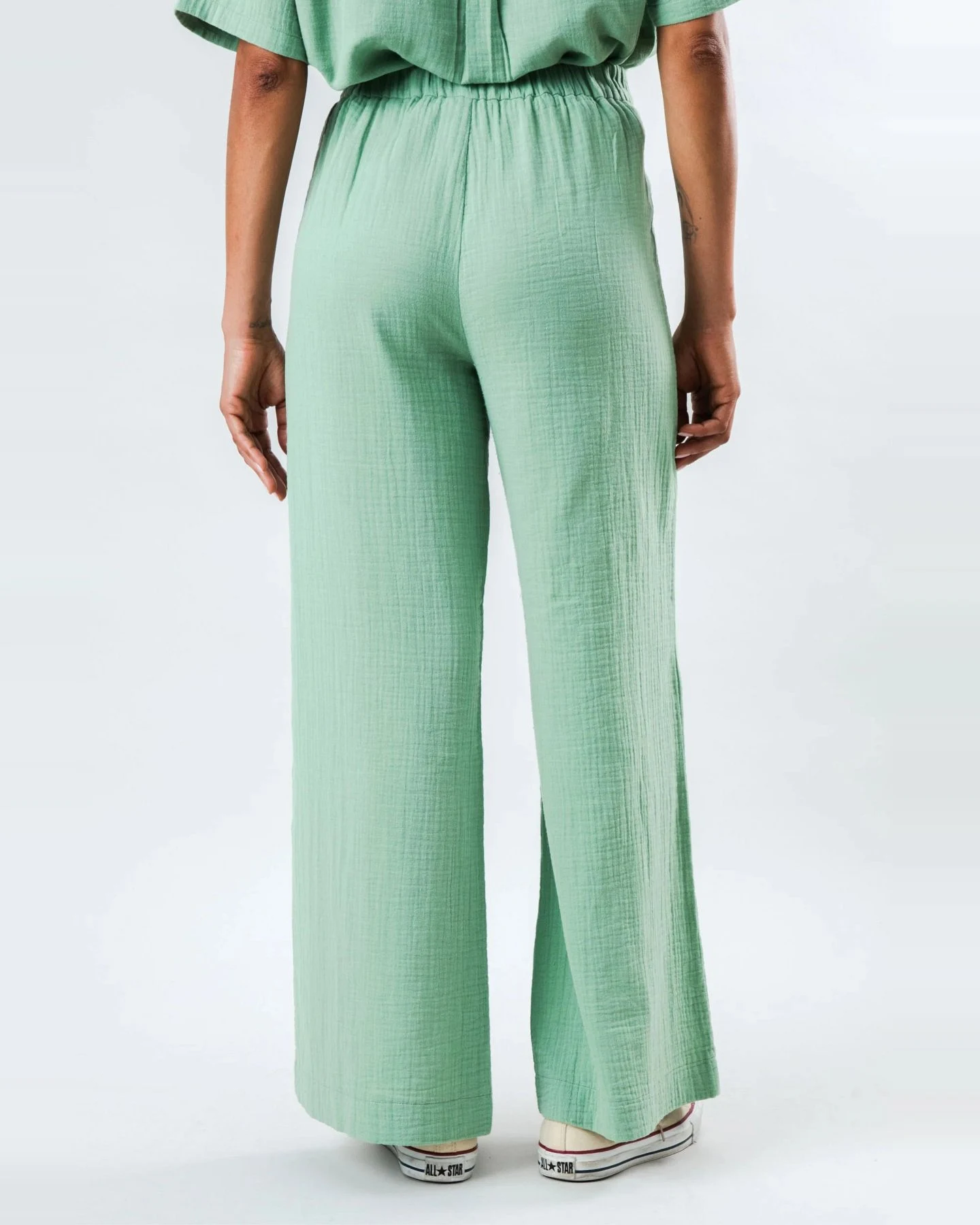 Hose Bubble Wide Leg Grün – Ansicht 2