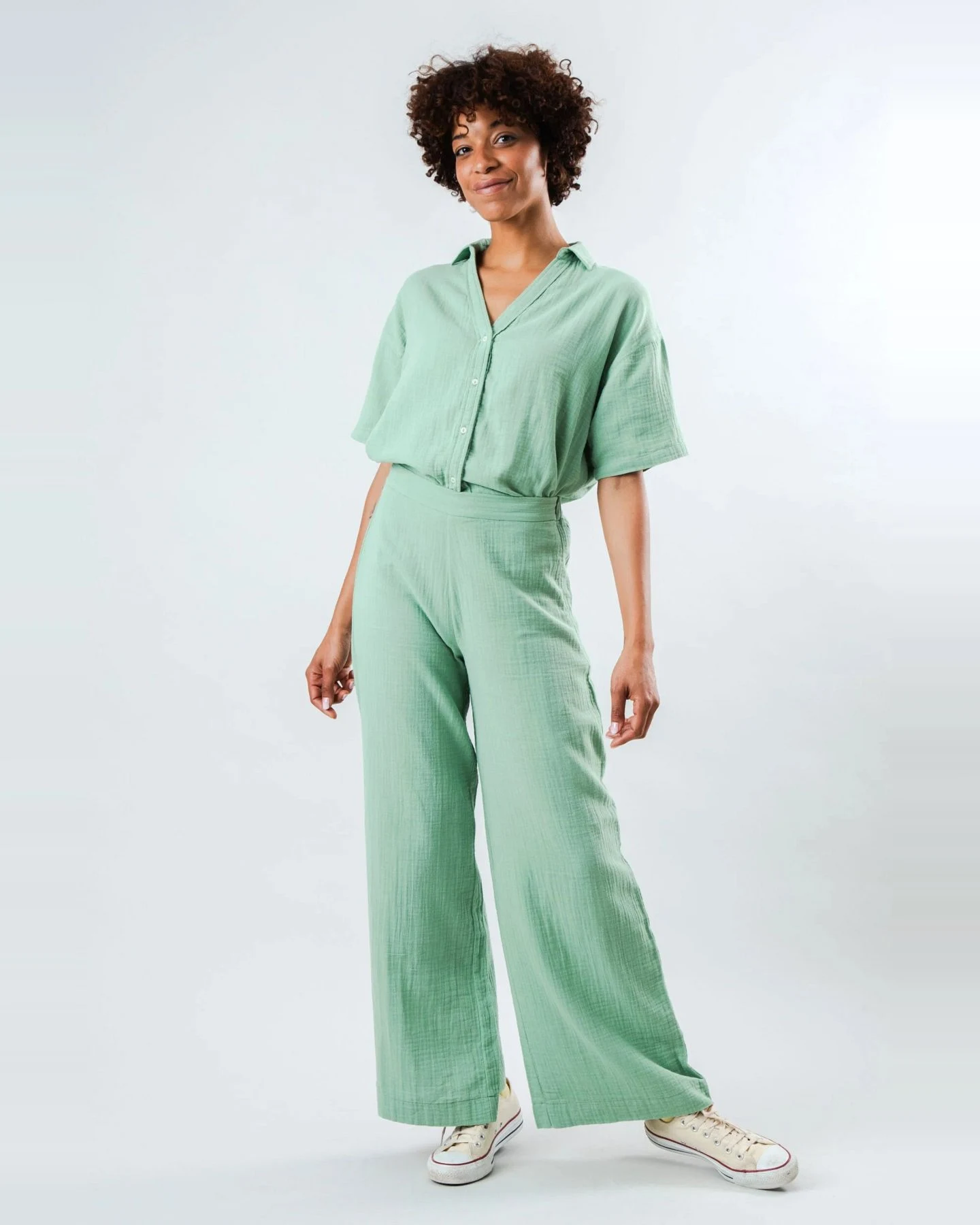 Hose Bubble Wide Leg Grün – Ansicht 3