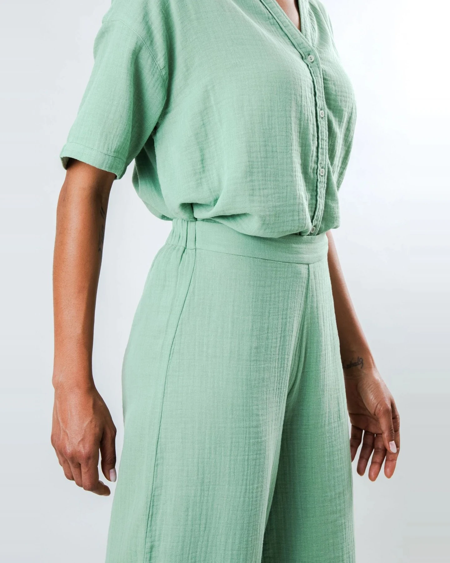 Hose Bubble Wide Leg Grün – Ansicht 4
