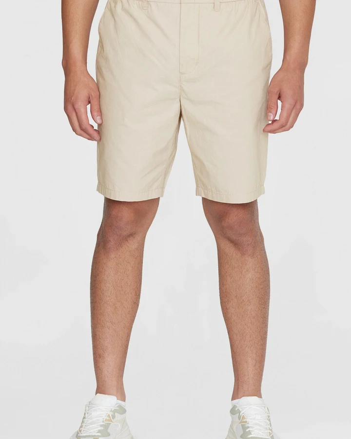KnowledgeCotton Apparel Herren vegan Shorts Fig Comfort Popeline Light Feather Gray