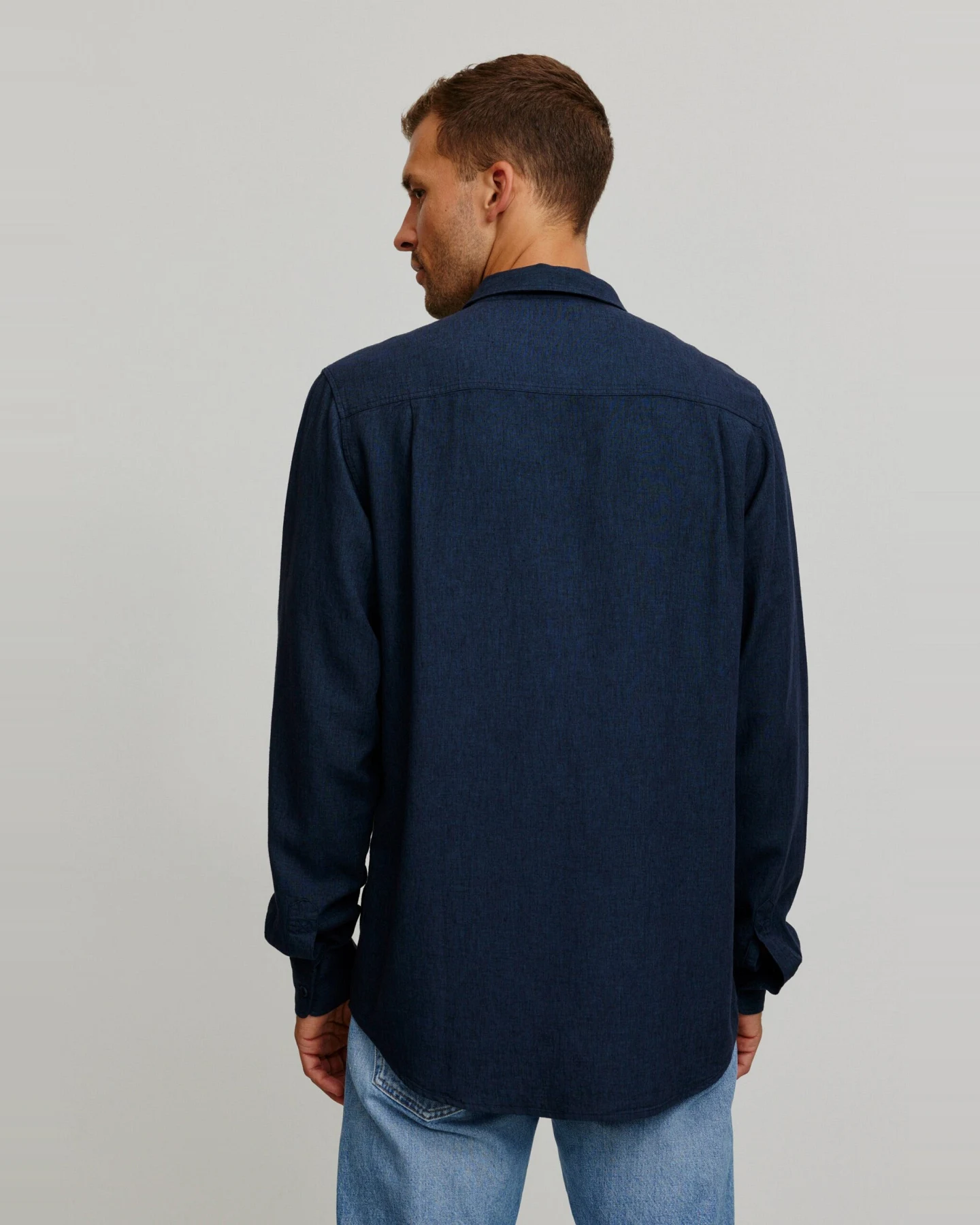 Recolution Herren vegan Hemd Muskatnuss Marineblau – Ansicht 2