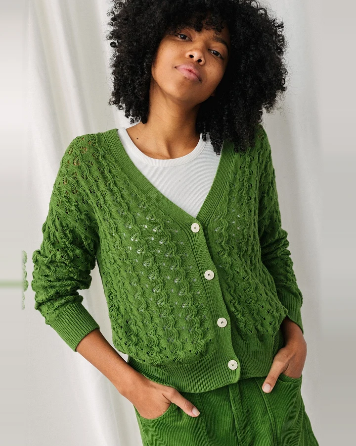 TWOTHIRDS Damen vegan Strickjacke Sully Grasgrün