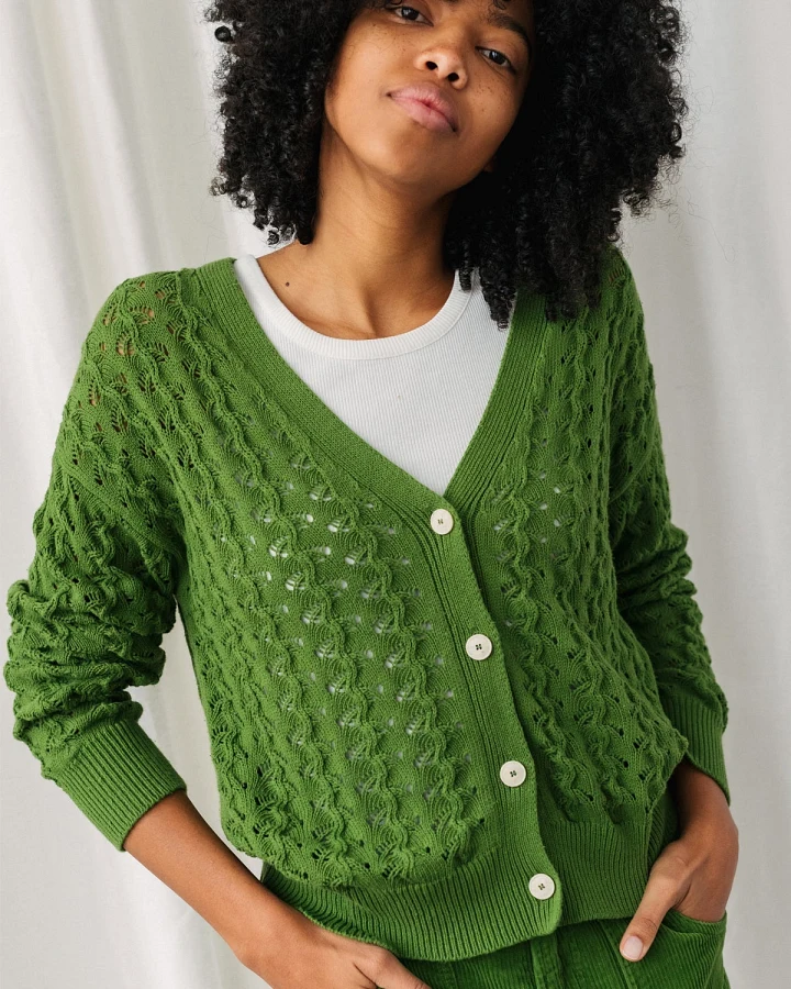 TWOTHIRDS Damen vegan Strickjacke Sully Grasgrün
