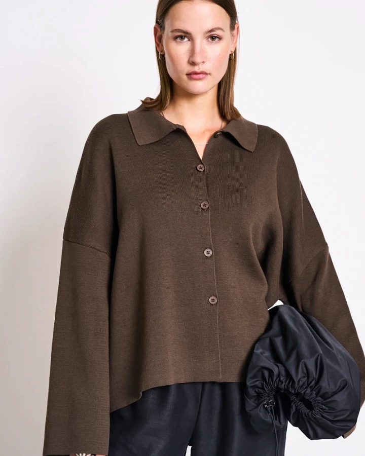 JAN 'N JUNE Damen vegan Strickjacke Anjo Schlammbraun