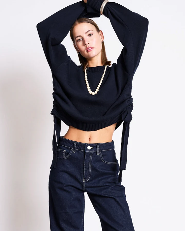 JAN 'N JUNE Damen vegan Pullover Caper Nightfall Blue
