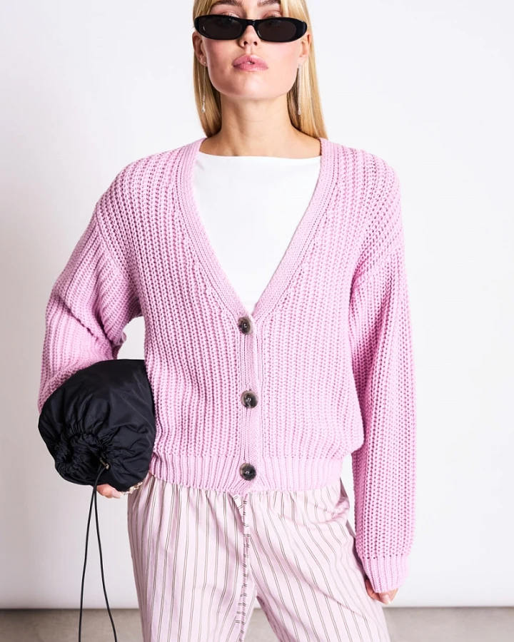 JAN 'N JUNE Damen vegan Strickjacke Lena Light Orchid Pink