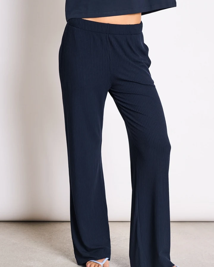 JAN 'N JUNE Damen vegan Hose Rib Smilla Nightfall Blau