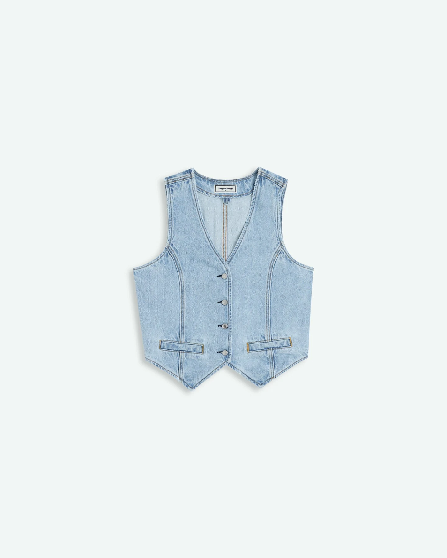 Kings of Indigo Damen vegan Weste Brunheld Blue Reef Super Light Faded Blue – Ansicht 2