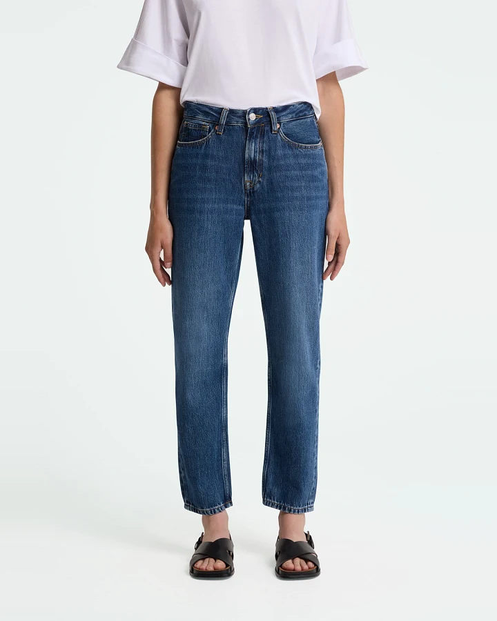 Kings of Indigo Damen vegan Jeans Cropped Caroline Lewisboro Mid Faded Blau