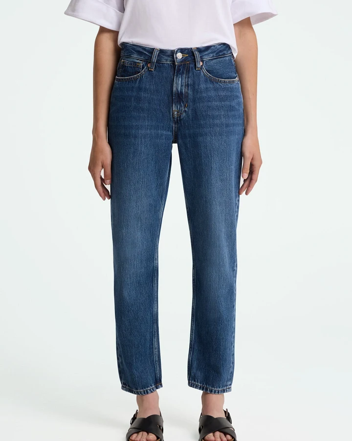 Kings of Indigo Damen vegan Jeans Cropped Caroline Lewisboro Mid Faded Blau