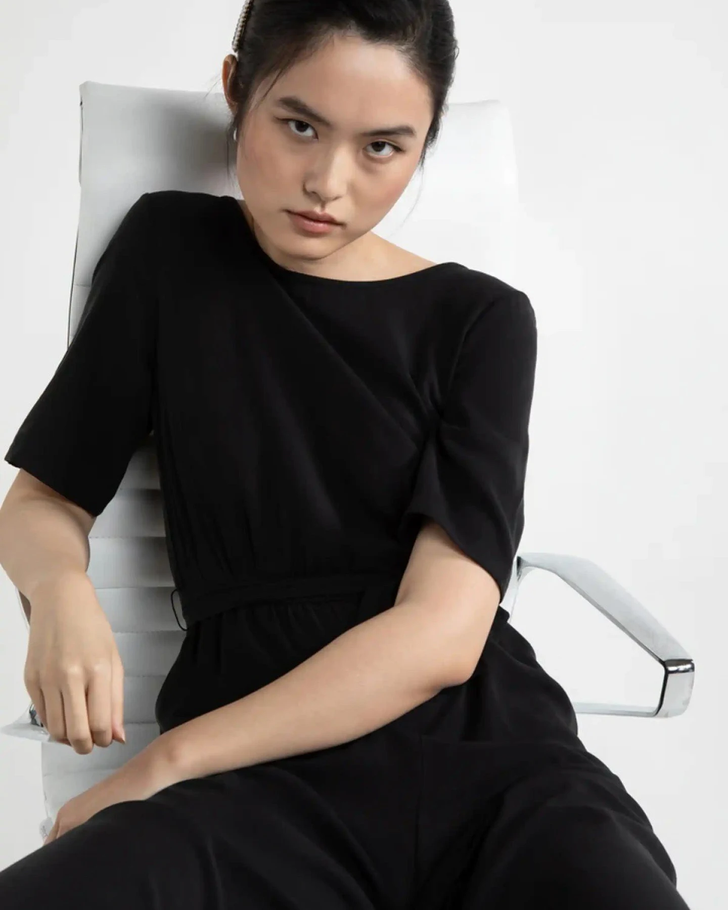 Jumpsuit Staine Halfsleeve Tencel Schwarz – Ansicht 2