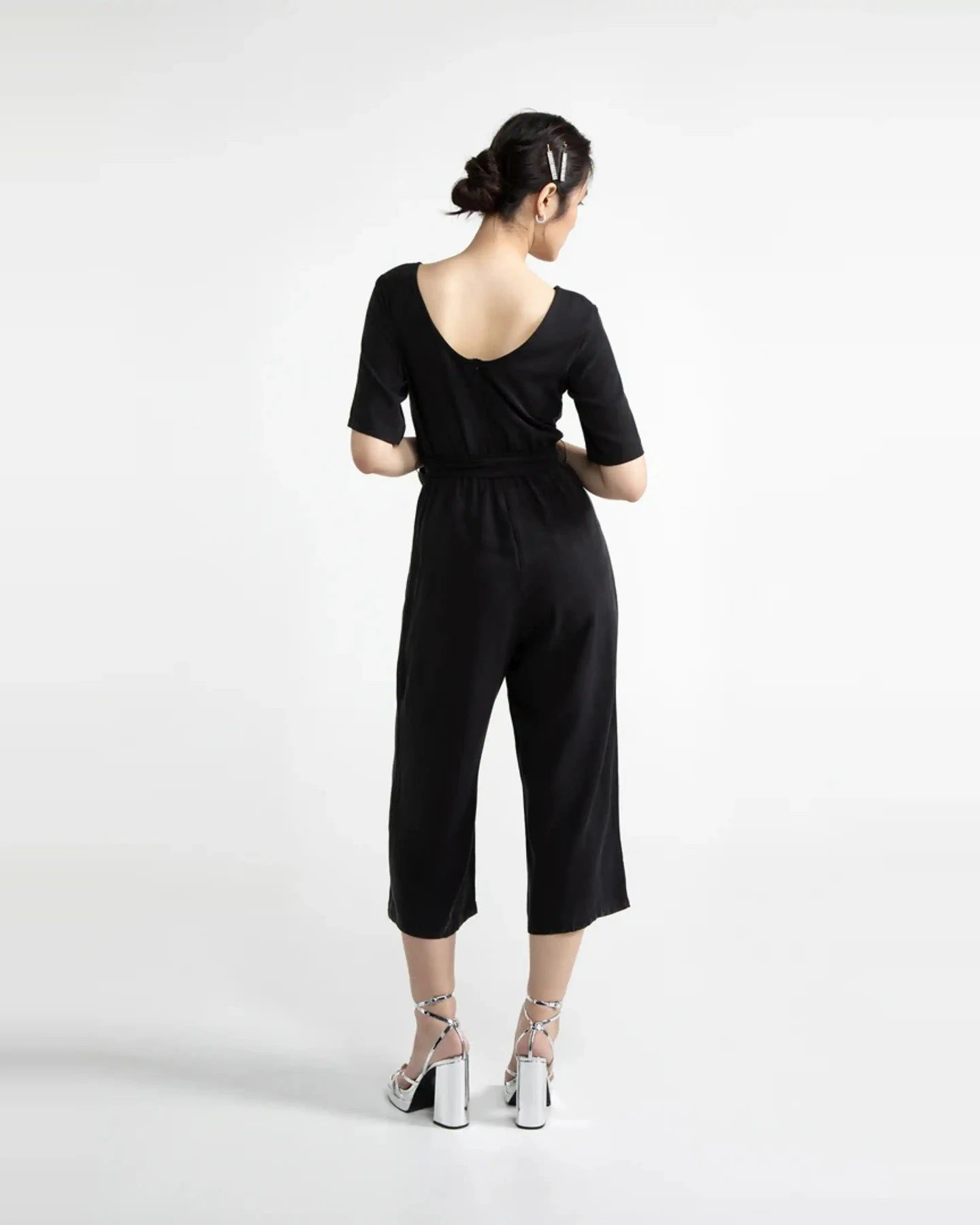 Jumpsuit Staine Halfsleeve Tencel Schwarz – Ansicht 3