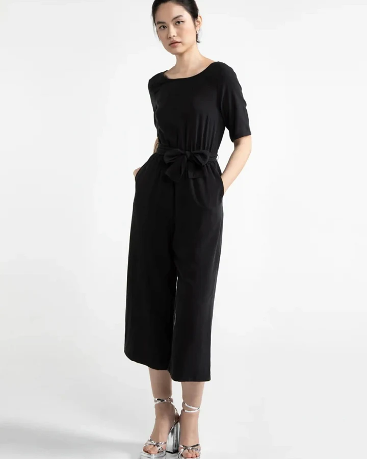 Jumpsuit Staine Halfsleeve Tencel Schwarz