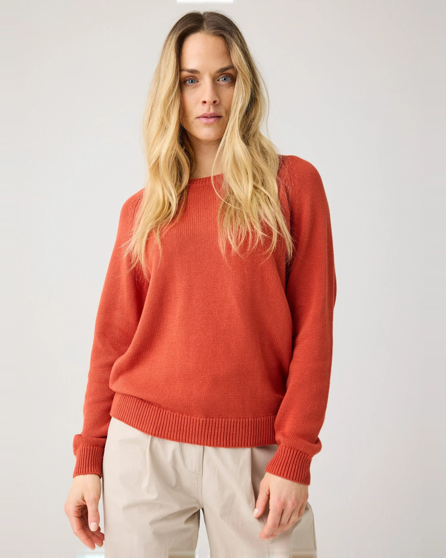 KnowledgeCotton Apparel Damen vegan Pullover Rundhalsausschnitt Burnt Brick – Ansicht 2
