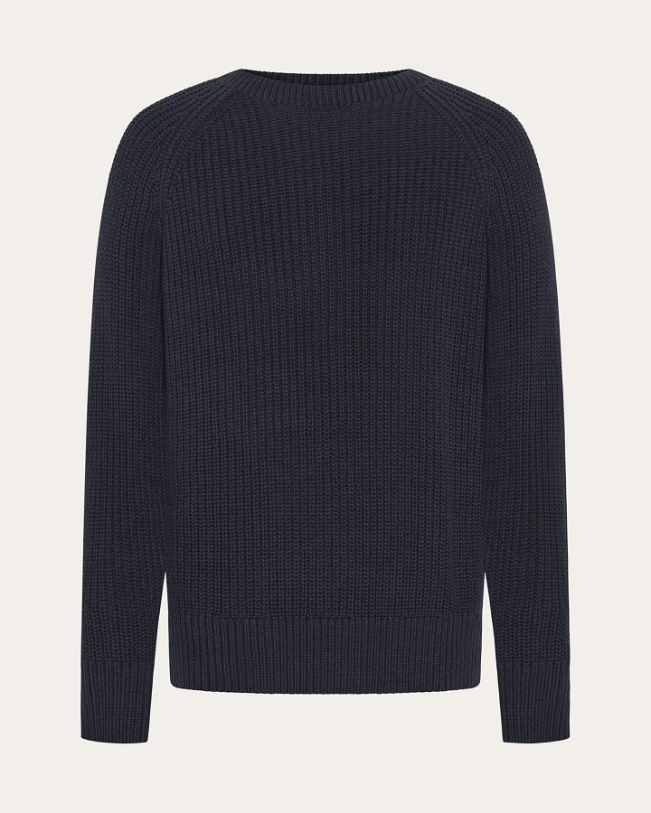 KnowledgeCotton Apparel Herren vegan Strickpullover Herren Raglan Night Sky Navy