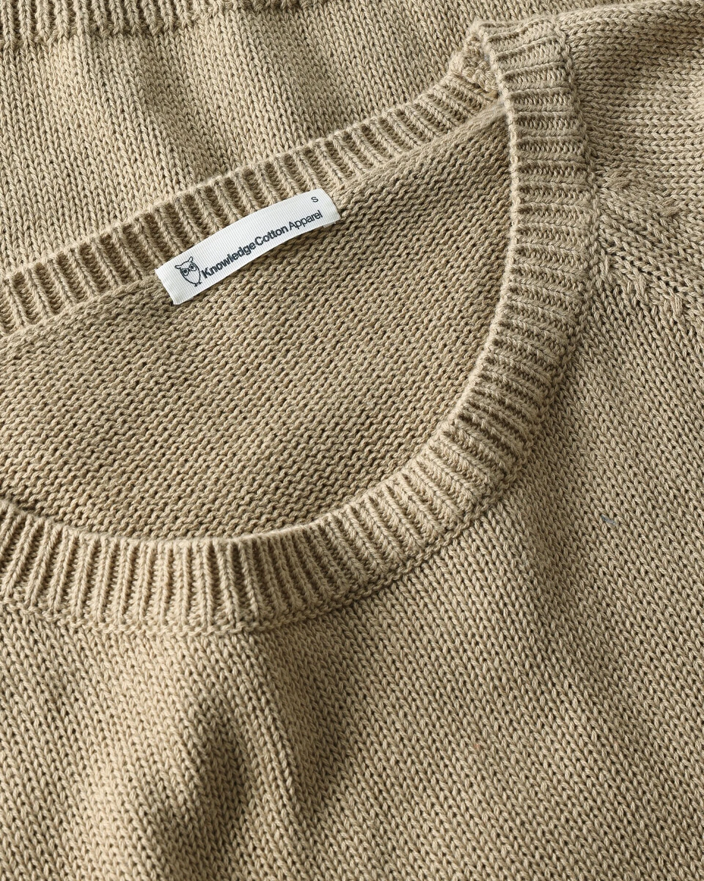 KnowledgeCotton Apparel Damen vegan Pullover Damen Rundhalsausschnitt Twill Beige – Ansicht 2