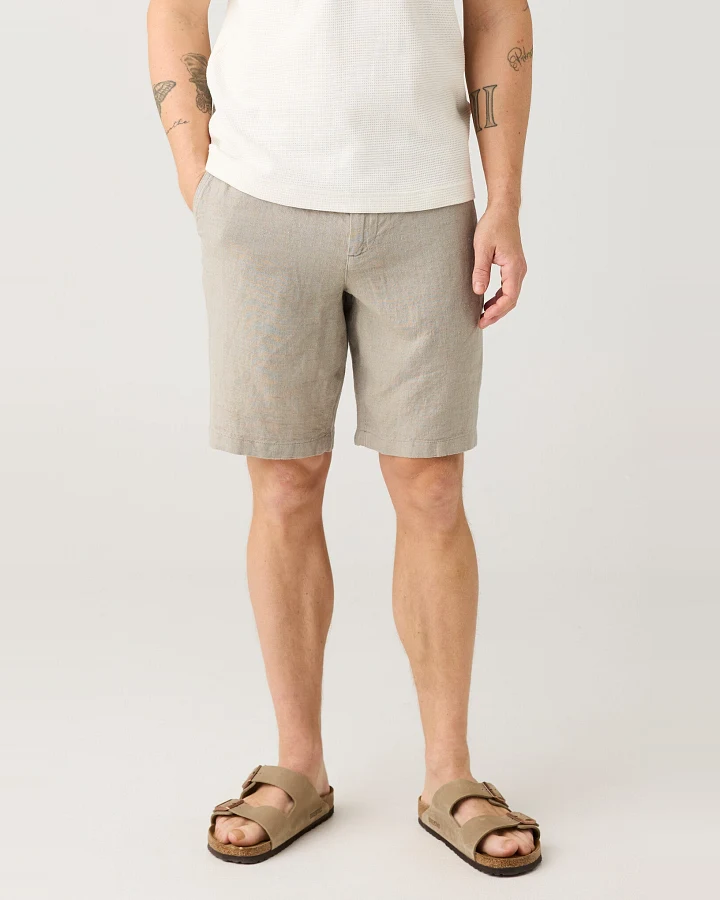 KnowledgeCotton Apparel Herren vegan Shorts Chuck Regular Leinen Twill Yarndyed