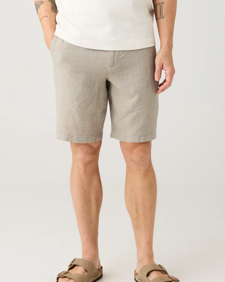 KnowledgeCotton Apparel Herren vegan Shorts Chuck Regular Leinen Twill Yarndyed