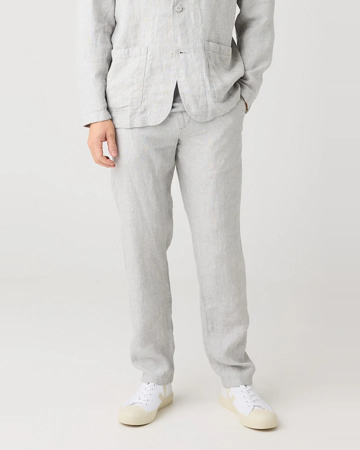 KnowledgeCotton Apparel Herren vegan Hose Chuck Regular Leinen Ultimate Grau