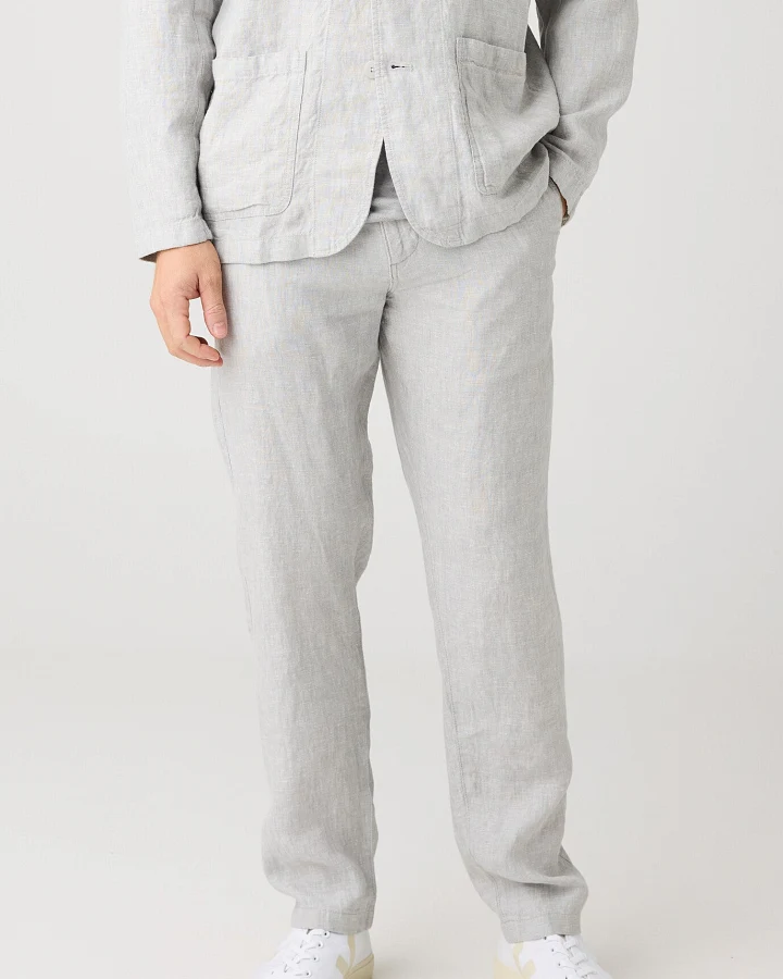 KnowledgeCotton Apparel Herren vegan Hose Chuck Regular Leinen Ultimate Grau