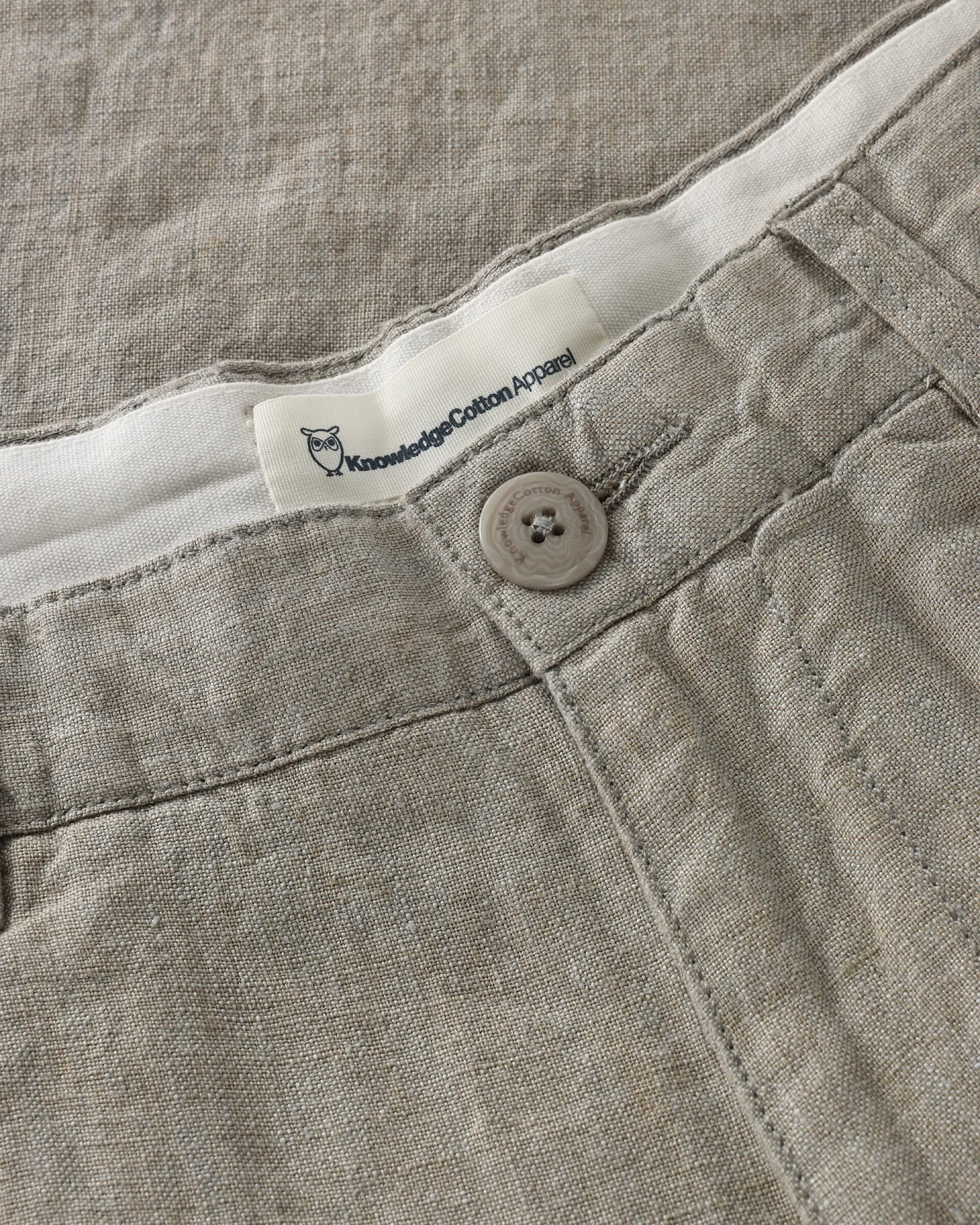 KnowledgeCotton Apparel Herren vegan Hose Chuck Regular Leinen Twill Beige – Ansicht 2