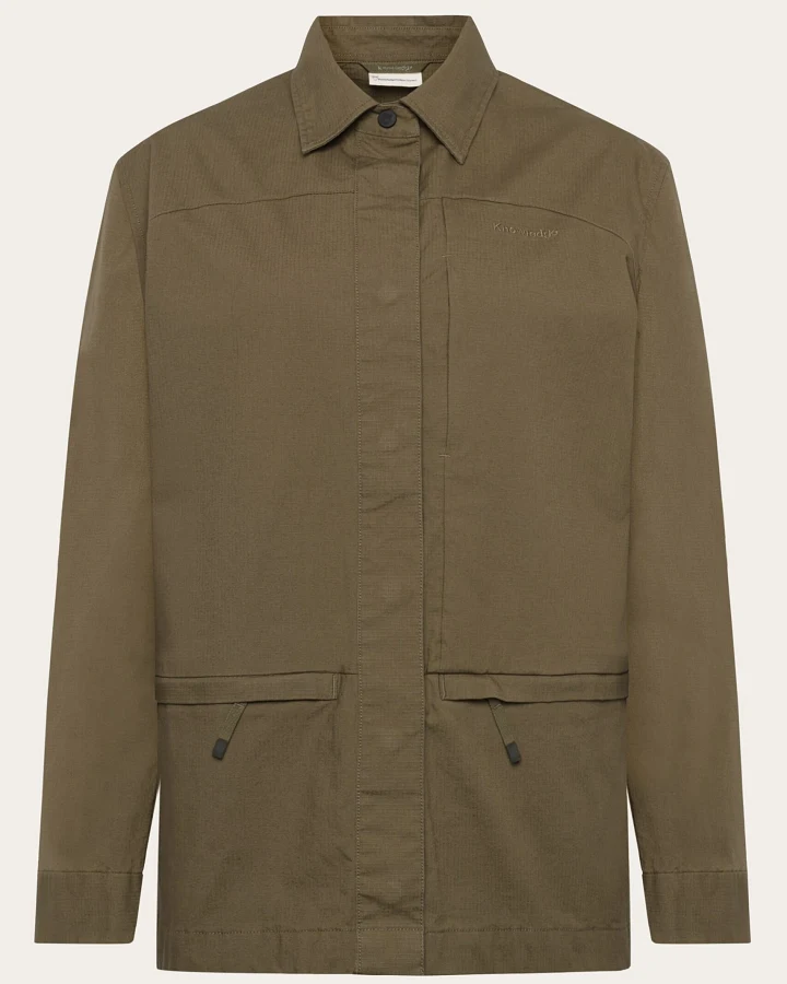 KnowledgeCotton Apparel Damen vegan Überhemd Damen Ripstop Burned Olive