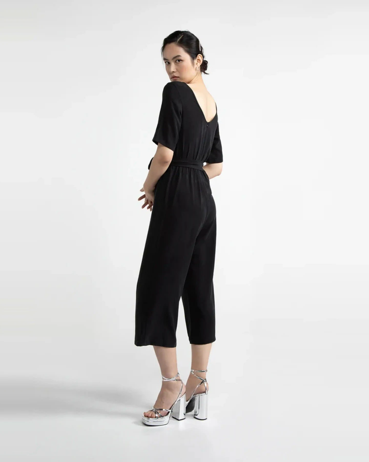 Jumpsuit Staine Halfsleeve Tencel Schwarz – Ansicht 4