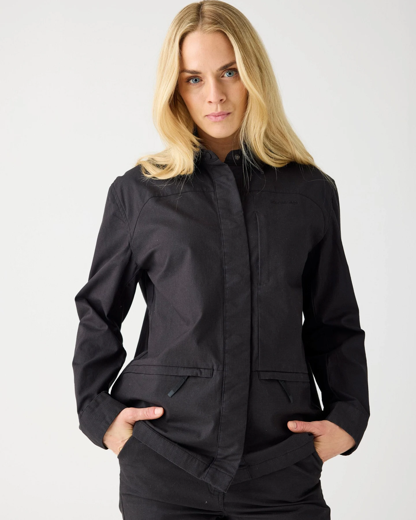 KnowledgeCotton Apparel Damen vegan Überhemd Ripstop Schwarz Jet – Ansicht 2