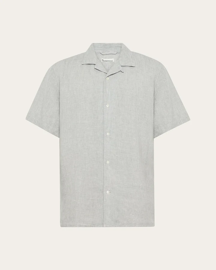 KnowledgeCotton Apparel Herren vegan Hemd Mit Kurzen Ärmeln Box Fit Ultimate Grau